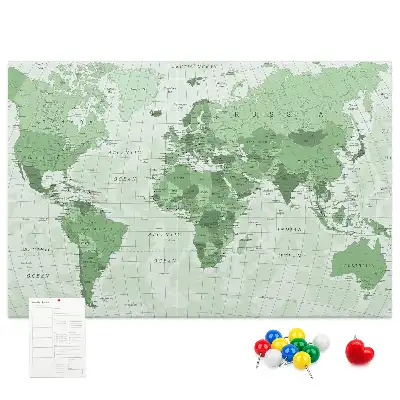Printed Cork Board Political World Map