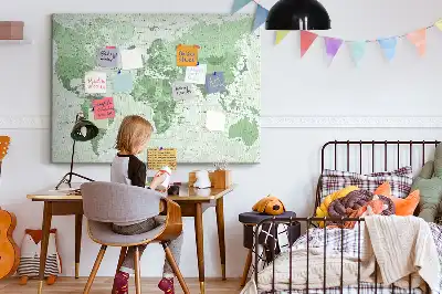 Printed Cork Board Political World Map