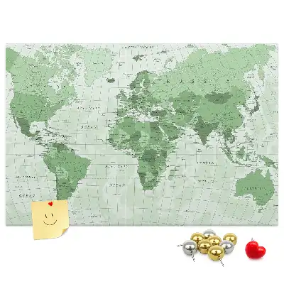 Printed Cork Board Political World Map