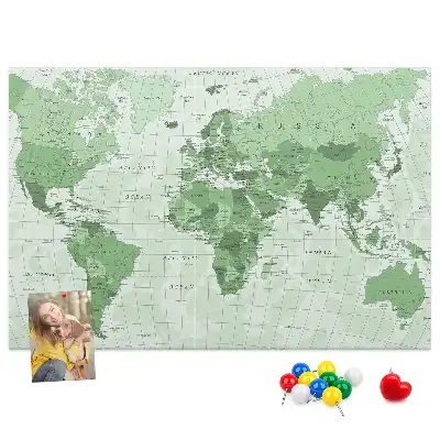 Printed Cork Board Political World Map