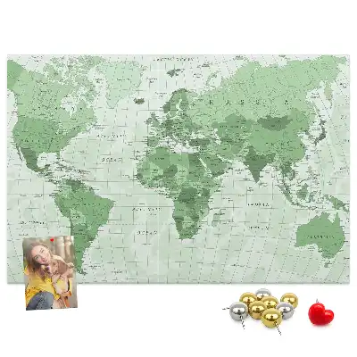 Printed Cork Board Political World Map