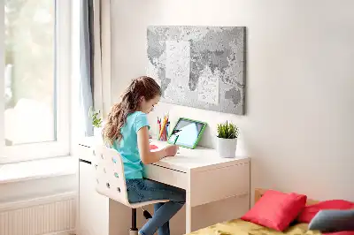 Printed World Map Cork Memo Board