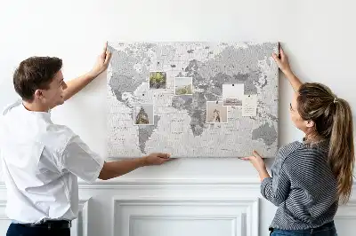 Printed World Map Cork Memo Board
