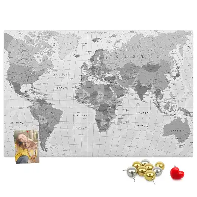 Printed World Map Cork Memo Board