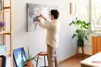 Printed World Map Cork Memo Board