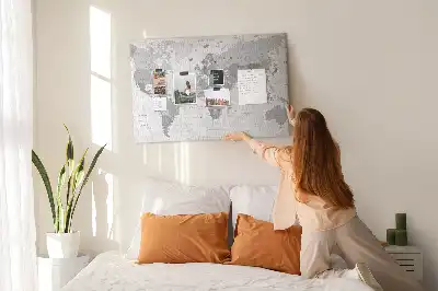 Printed World Map Cork Memo Board