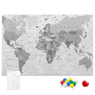 Printed World Map Cork Memo Board