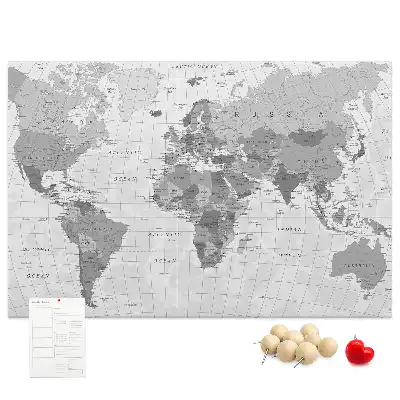 Printed World Map Cork Memo Board
