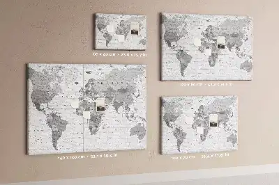 Printed World Map Cork Memo Board