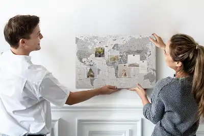 Printed World Map Cork Memo Board