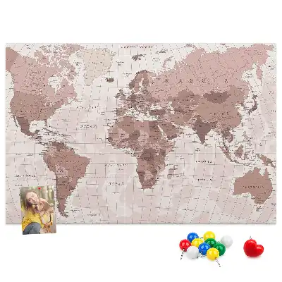 Printed Cork Board Political World Map