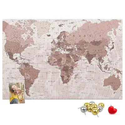 Printed Cork Board Political World Map