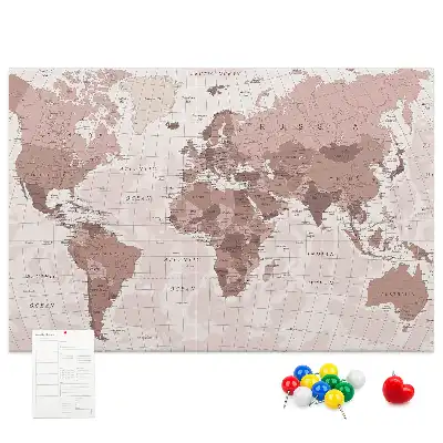 Printed Cork Board Political World Map
