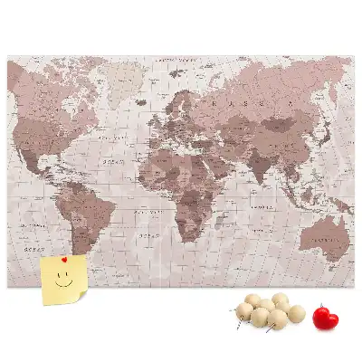 Printed Cork Board Political World Map