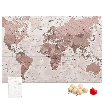 Printed Cork Board Political World Map