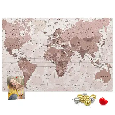 Printed Cork Board Political World Map