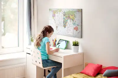 World Map Cork Memo Board