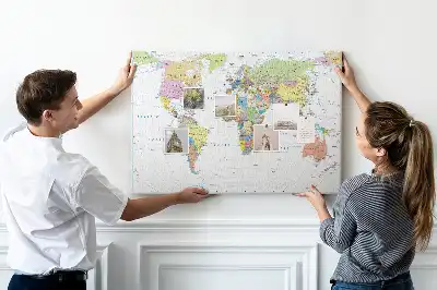 World Map Cork Memo Board