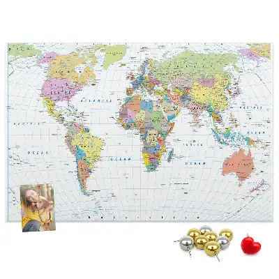 World Map Cork Memo Board