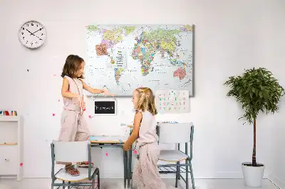 World Map Cork Memo Board
