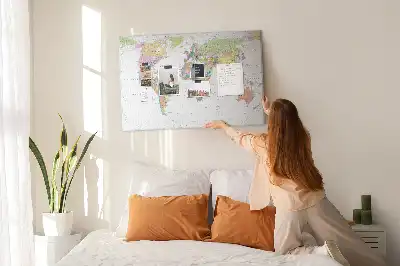 World Map Cork Memo Board