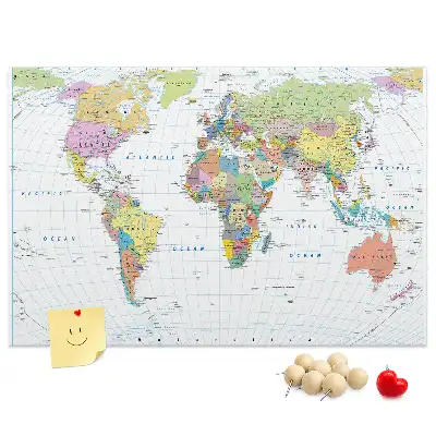 World Map Cork Memo Board