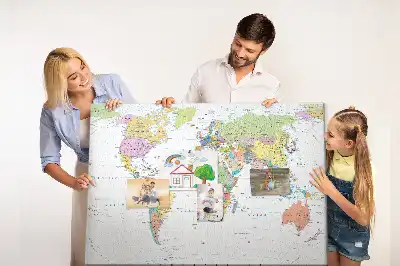World Map Cork Memo Board