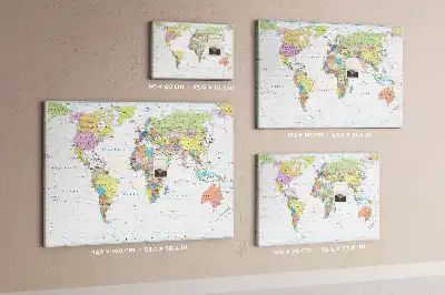 World Map Cork Memo Board