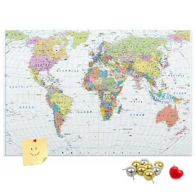 World Map Cork Memo Board