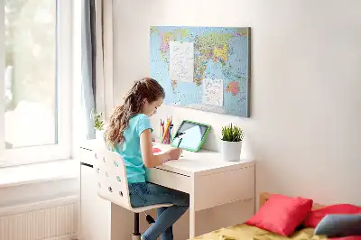 Political World Map Printed Cork Board