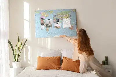 Political World Map Printed Cork Board