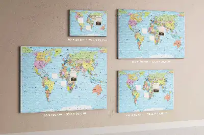 Political World Map Printed Cork Board