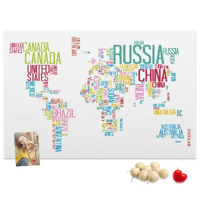Printed Cork Memo Board Map with Country Names