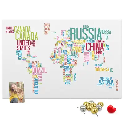Printed Cork Memo Board Map with Country Names