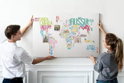 Printed Cork Memo Board Map with Country Names