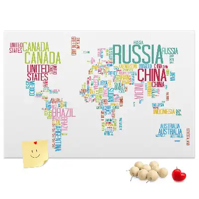 Printed Cork Memo Board Map with Country Names