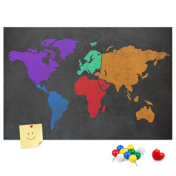 World Map Cork Memo Board