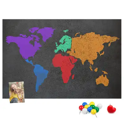 World Map Cork Memo Board