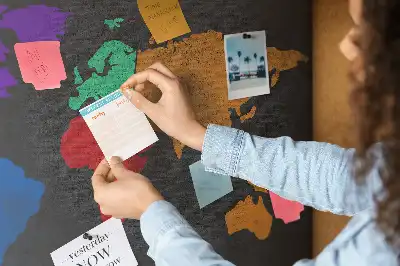 World Map Cork Memo Board