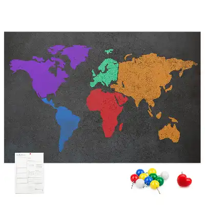 World Map Cork Memo Board