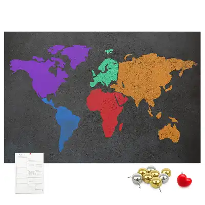 World Map Cork Memo Board