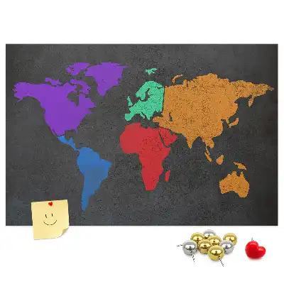 World Map Cork Memo Board