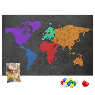 World Map Cork Memo Board