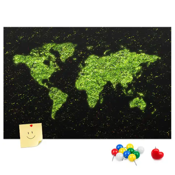 Printed Cork Memo Board World map