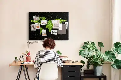 Printed Cork Memo Board World map