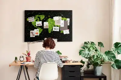 Printed Cork Memo Board World map