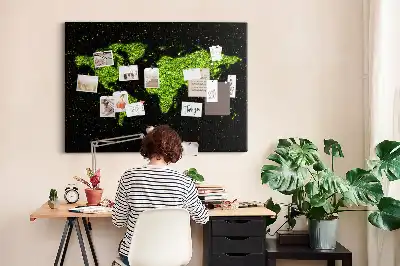 Printed Cork Memo Board World map