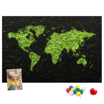 Printed Cork Memo Board World map
