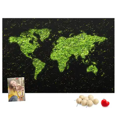 Printed Cork Memo Board World map