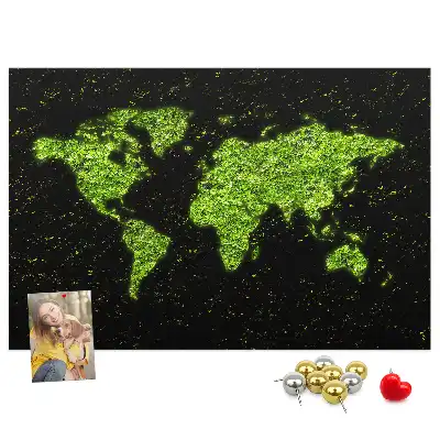 Printed Cork Memo Board World map